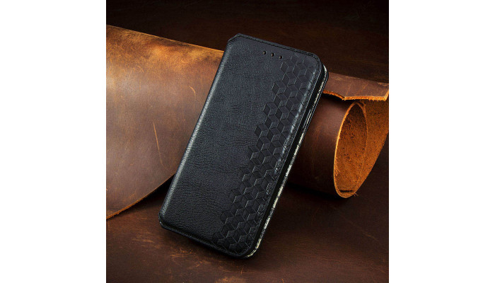 Кожаный чехол книжка GETMAN Cubic (PU) для Samsung Galaxy A72 4G / A72 5G Черный - фото