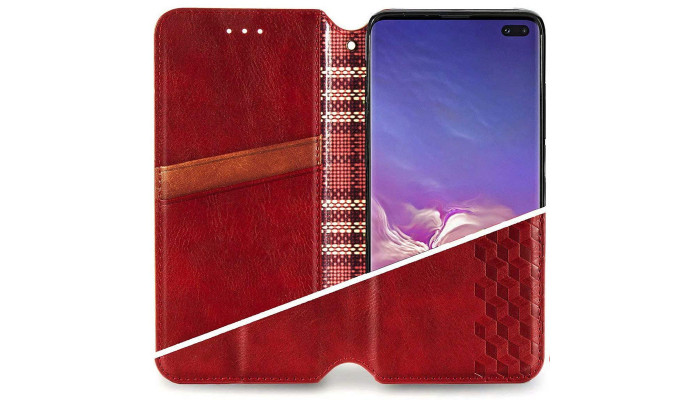 Кожаный чехол книжка GETMAN Cubic (PU) для Xiaomi Redmi Note 10 5G / Poco M3 Pro Красный - фото