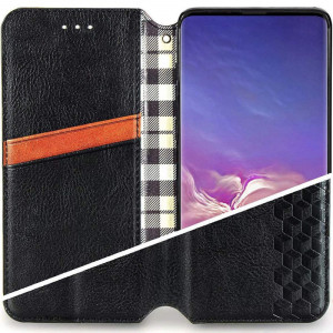 Кожаный чехол книжка GETMAN Cubic (PU) для Xiaomi Redmi Note 10 5G / Poco M3 Pro Черный