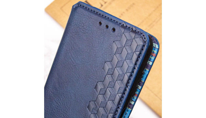 Кожаный чехол книжка GETMAN Cubic (PU) для Samsung Galaxy S21 FE Синий - фото