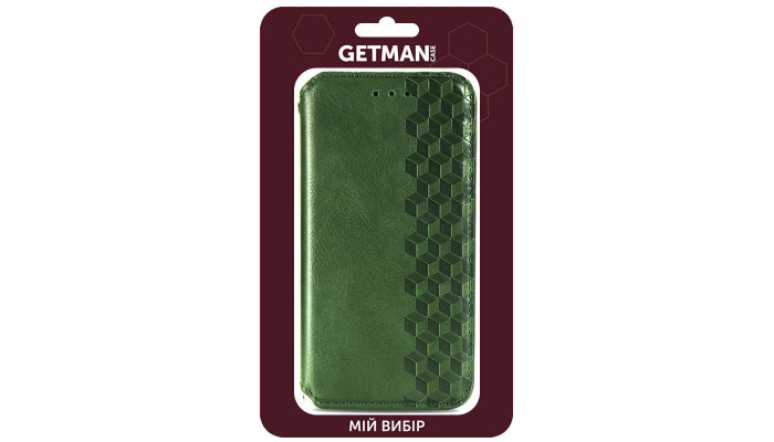 Кожаный чехол книжка GETMAN Cubic (PU) для Xiaomi Redmi 10 Зеленый - фото
