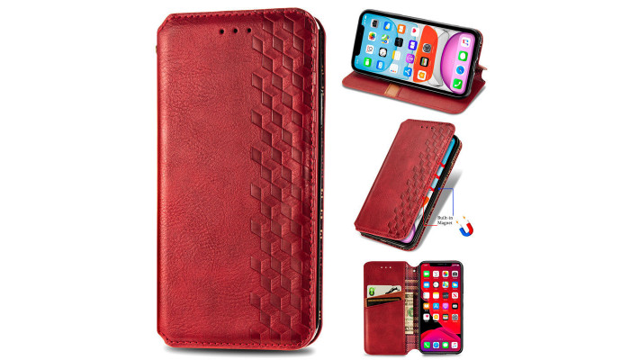 Кожаный чехол книжка GETMAN Cubic (PU) для Samsung Galaxy M23 5G / M13 4G Красный - фото