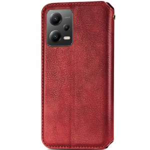 Кожаный чехол книжка GETMAN Cubic (PU) для Xiaomi Poco X5 5G / Redmi Note 12 5G Красный