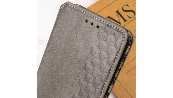 Кожаный чехол книжка GETMAN Cubic (PU) для Samsung Galaxy A05s Серый - фото