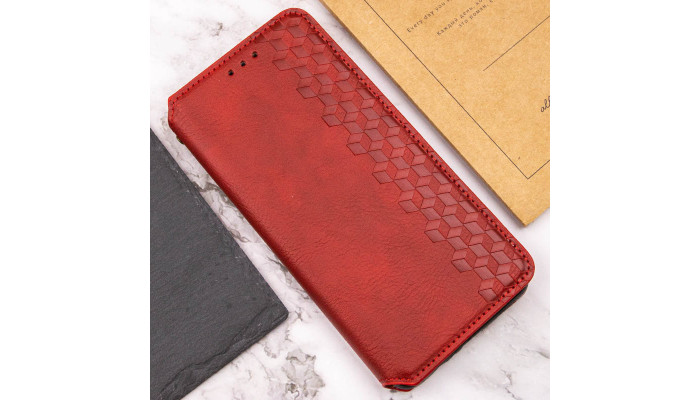 Кожаный чехол книжка GETMAN Cubic (PU) для Xiaomi Redmi Note 13 Pro+ Красный - фото