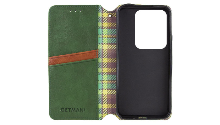 Кожаный чехол книжка GETMAN Cubic (PU) для Xiaomi Redmi Note 13 Pro 4G / Poco M6 Pro 4G Зеленый - фото