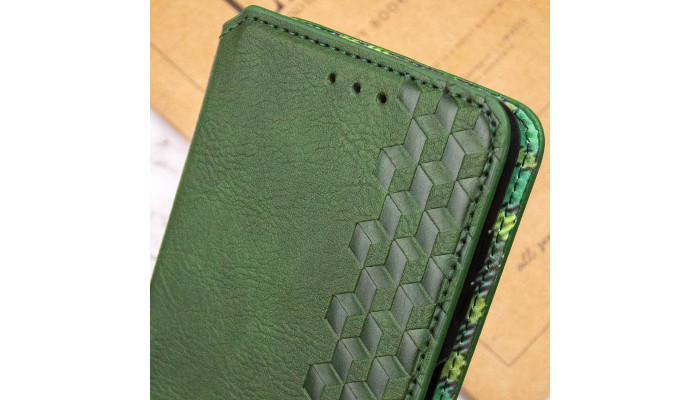 Кожаный чехол книжка GETMAN Cubic (PU) для Xiaomi Redmi A3 Зеленый - фото