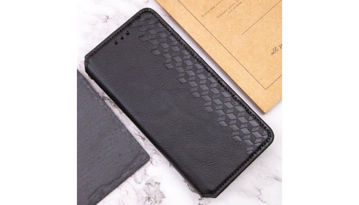 Кожаный чехол книжка GETMAN Cubic (PU) для Xiaomi Redmi 14C / Poco C75 Черный - фото