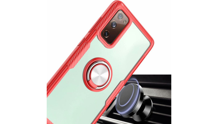 TPU+PC чохол Deen CrystalRing for Magnet (opp) для Samsung Galaxy Note 20 Безбарвний / Червоний - фото