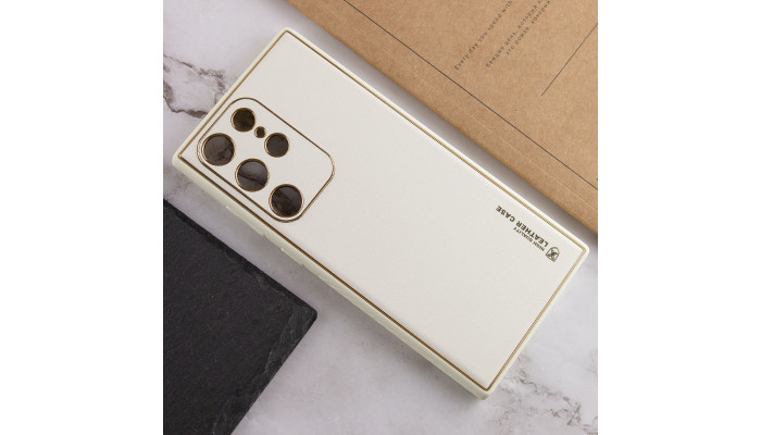 Кожаный чехол Xshield для Samsung Galaxy S21 Ultra Белый / White - фото