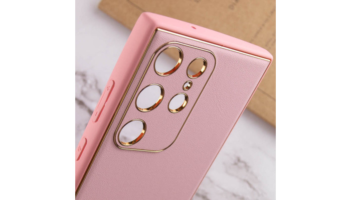 Кожаный чехол Xshield для Samsung Galaxy S21 Ultra Розовый / Pink - фото
