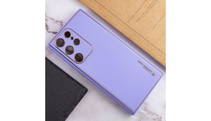 Шкіряний чохол Xshield для Samsung Galaxy S21 Ultra Бузковий / Dasheen - фото