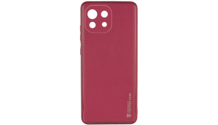 Кожаный чехол Xshield для Xiaomi Mi 11 Lite Бордовый / Plum Red - фото