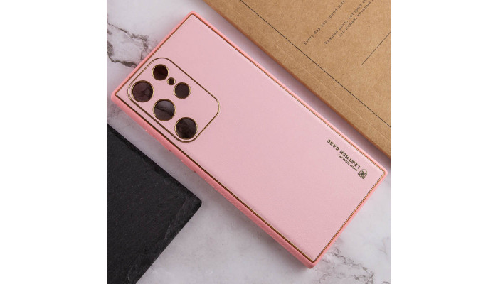Кожаный чехол Xshield для Samsung Galaxy S23 Ultra Розовый / Pink - фото
