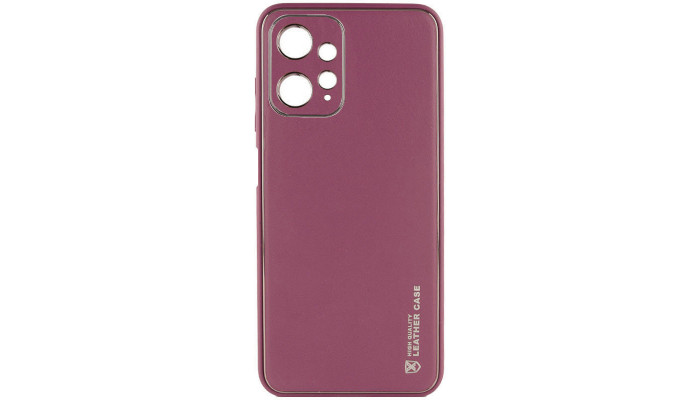 Кожаный чехол Xshield для Xiaomi Redmi Note 12 4G Бордовый / Plum Red - фото