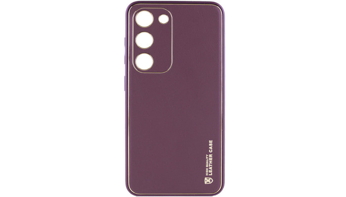 Кожаный чехол Xshield для Samsung Galaxy S24+ Бордовый / Plum Red - фото