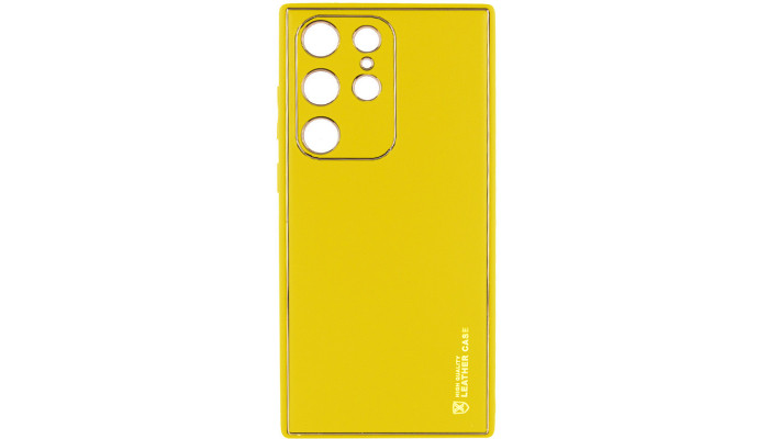 Кожаный чехол Xshield для Samsung Galaxy S24 Ultra Желтый / Yellow - фото