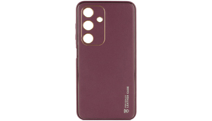 Кожаный чехол Xshield для Samsung Galaxy A25 5G Бордовый / Plum Red - фото