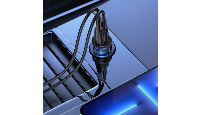 Автомобильное зарядное устройство Usams US-CC162 C31 2 Ports A+A Transparent black - фото