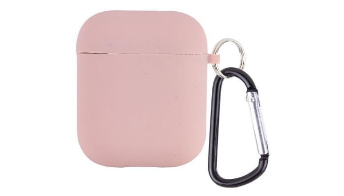 Силиконовый футляр с микрофиброй для наушников Airpods 1/2 Розовый / Pink Sand - фото