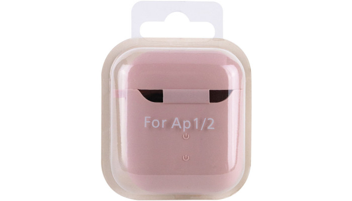 Силіконовий футляр з мікрофіброю для навушників Airpods 1/2 Рожевий / Pink Sand - фото