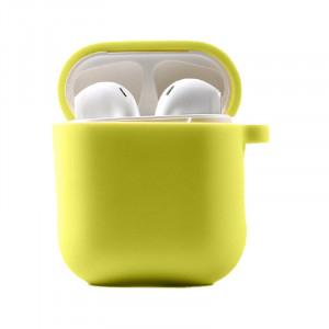 Силиконовый футляр с микрофиброй для наушников Airpods 1/2 Желтый / Bright Yellow