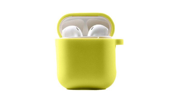 Силіконовий футляр з мікрофіброю для навушників Airpods 1/2 Жовтий / Bright Yellow - фото