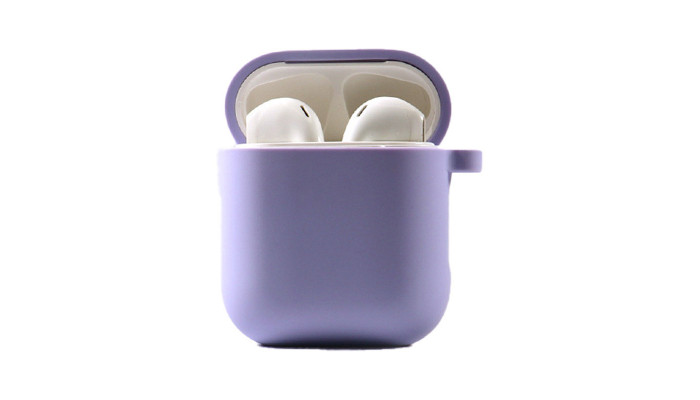 Силіконовий футляр з мікрофіброю для навушників Airpods 1/2 Ліловий / Lilac Pride - фото