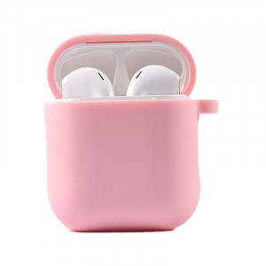 Силиконовый футляр с микрофиброй для наушников Airpods 1/2 Розовый / Pink