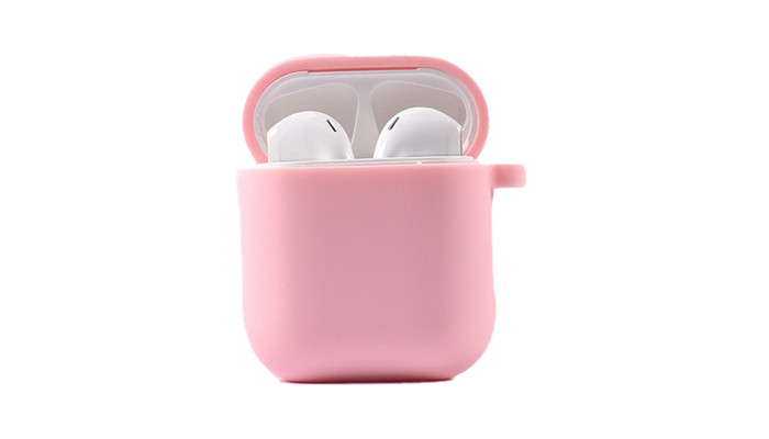 Силіконовий футляр з мікрофіброю для навушників Airpods 1/2 Рожевий / Pink - фото