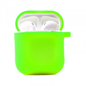 Силиконовый футляр с микрофиброй для наушников Airpods 1/2 Салатовый / Neon green