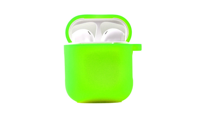 Силіконовий футляр з мікрофіброю для навушників Airpods 1/2 Салатовий / Neon green - фото