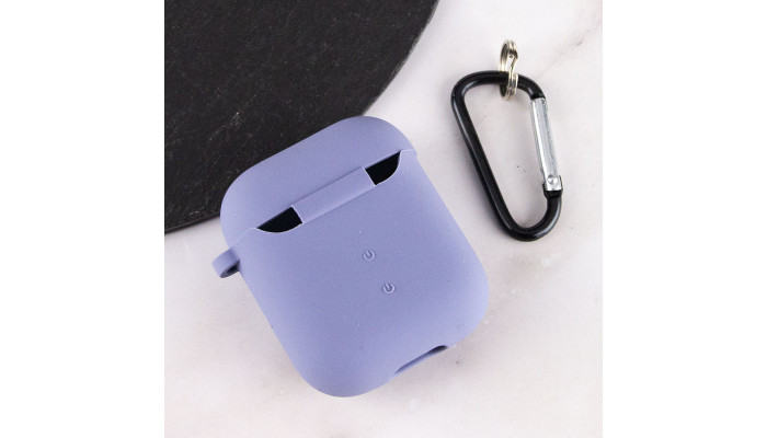 Силіконовий футляр з мікрофіброю для навушників Airpods 1/2 Сірий / Lavender Gray - фото