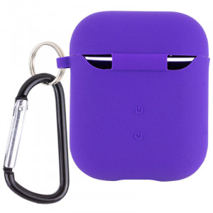 Силиконовый футляр с микрофиброй для наушников Airpods 1/2 Фиолетовый / Ultra Violet