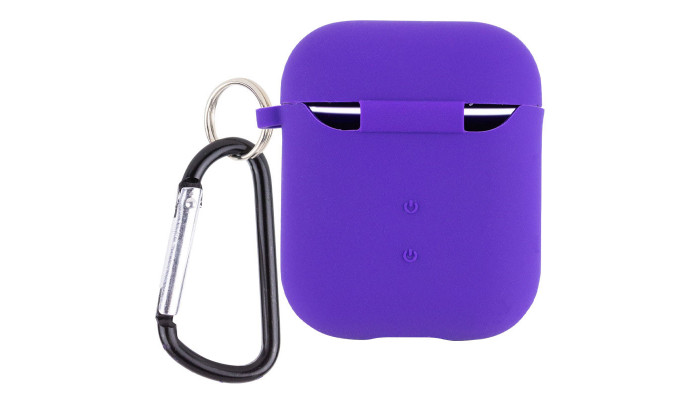 Силиконовый футляр с микрофиброй для наушников Airpods 1/2 Фиолетовый / Ultra Violet - фото