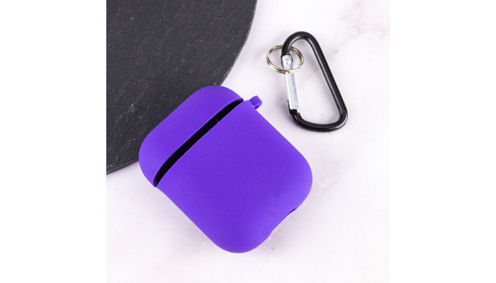 Силіконовий футляр з мікрофіброю для навушників Airpods 1/2 Фіолетовий / Ultra Violet - фото