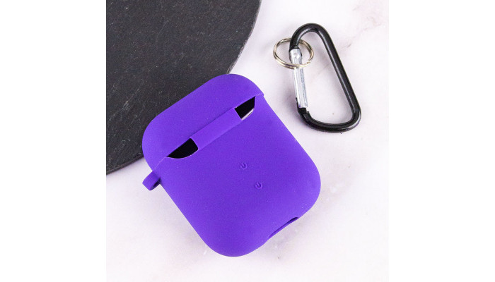 Силіконовий футляр з мікрофіброю для навушників Airpods 1/2 Фіолетовий / Ultra Violet - фото