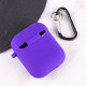 Силиконовый футляр с микрофиброй для наушников Airpods 1/2 Фиолетовый / Ultra Violet - фото