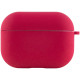 Силиконовый футляр с микрофиброй для наушников Airpods Pro Красный / Rose Red - фото