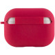 Силиконовый футляр с микрофиброй для наушников Airpods Pro Красный / Rose Red - фото