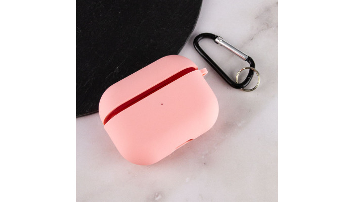 Силіконовий футляр з мікрофіброю для навушників Airpods Pro Рожевий / Pink - фото