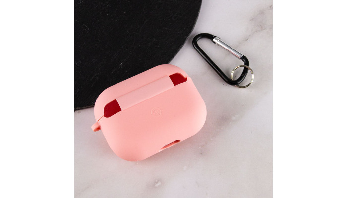 Силиконовый футляр с микрофиброй для наушников Airpods Pro Розовый / Pink - фото