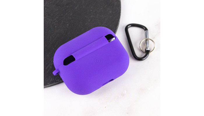 Силиконовый футляр с микрофиброй для наушников Airpods Pro Фиолетовый / Ultra Violet - фото