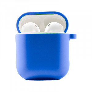 Силиконовый футляр с микрофиброй для наушников Airpods 1/2 Синий / Royal blue