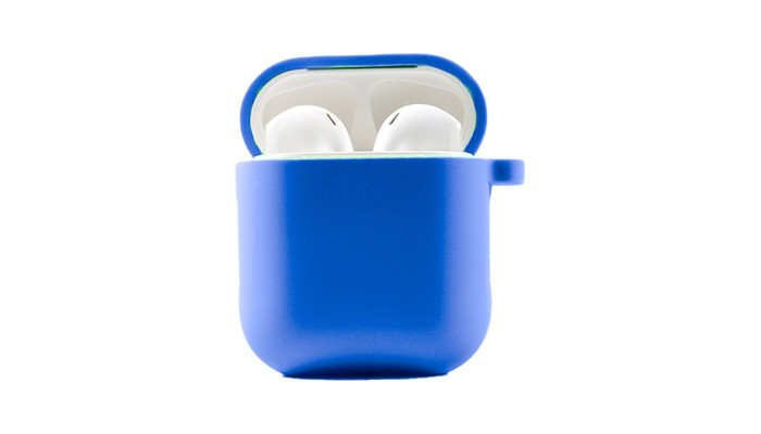 Силіконовий футляр з мікрофіброю для навушників Airpods 1/2 Синій / Royal blue - фото