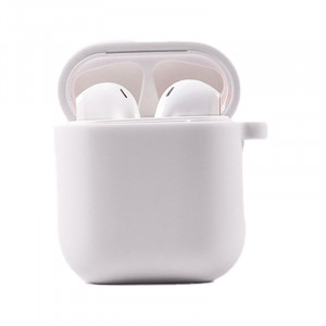 Силиконовый футляр с микрофиброй для наушников Airpods 1/2 Белый / White