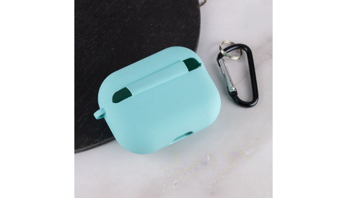 Силиконовый футляр с микрофиброй для наушников Airpods Pro Бирюзовый / Marine Green - фото