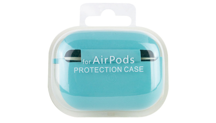 Силиконовый футляр с микрофиброй для наушников Airpods Pro Бирюзовый / Marine Green - фото