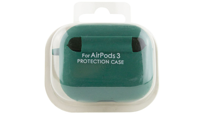 Силиконовый футляр с микрофиброй для наушников Airpods 3 Зеленый / Pine Needle - фото