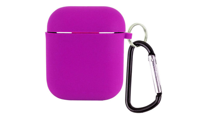 Силіконовий футляр з мікрофіброю для навушників Airpods 1/2 Фіолетовий / Grape - фото